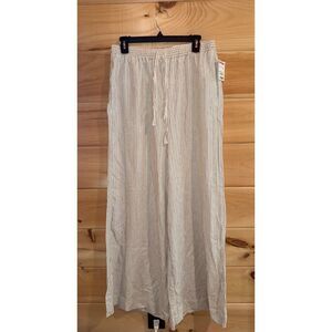 NWT Women's Blended Linen Striped Wide Leg Trousers